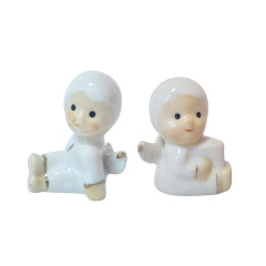 Статуэтки винтажные миниатюрные Weibe Porzellan Taiwan "Два ангела", фарфор, 2 шт, Тайвань, 1960-70гг.