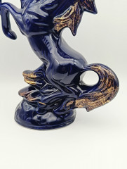 Статуэтка винтажная большая KB "Конь на дыбах", кобальт/позолота, фарфор, 25 х 21 см, Германия, 1970-80гг.