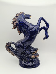 Статуэтка винтажная большая KB "Конь на дыбах", кобальт/позолота, фарфор, 25 х 21 см, Германия, 1970-80гг.
