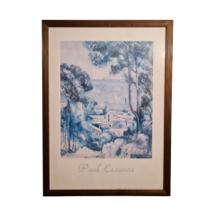 Картина винтажная / репродукция Поль Сезанн "Вид на Вид на Л'Эстак и замок д' Иф (1839-1906)", большой формат, в раме, 55 х 75.5 см, Бельгия, 1980-90гг.