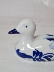 Delft Blue Holland Утка с синим декором, ручная роспись, дельфтский фарфор, 12 x 6 см, Голландия, 1960-70гг.