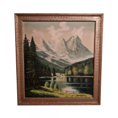 Картина винтажная "Горный пейзаж", масло, в раме, 73.5 х 80 см, Германия, 1980-90гг.