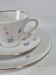 Чайное трио винтажное Schumann Arzberg Bavaria в пастельных тонах, фарфор, Германия, 1970-80гг.