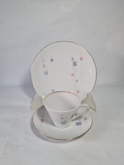 Чайное трио винтажное Schumann Arzberg Bavaria в пастельных тонах, фарфор, Германия, 1970-80гг.