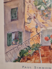 Картина винтажная /  репродукция Paul Simmons "Ступени гавани", в раме, 56 х 46 см, Германия, 1980-90гг.